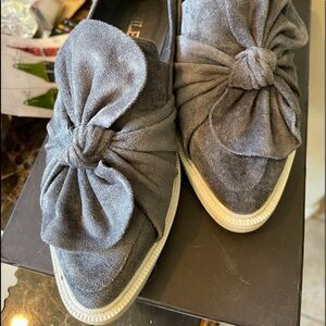 KNITTED & Knotted Suede Bow Flat